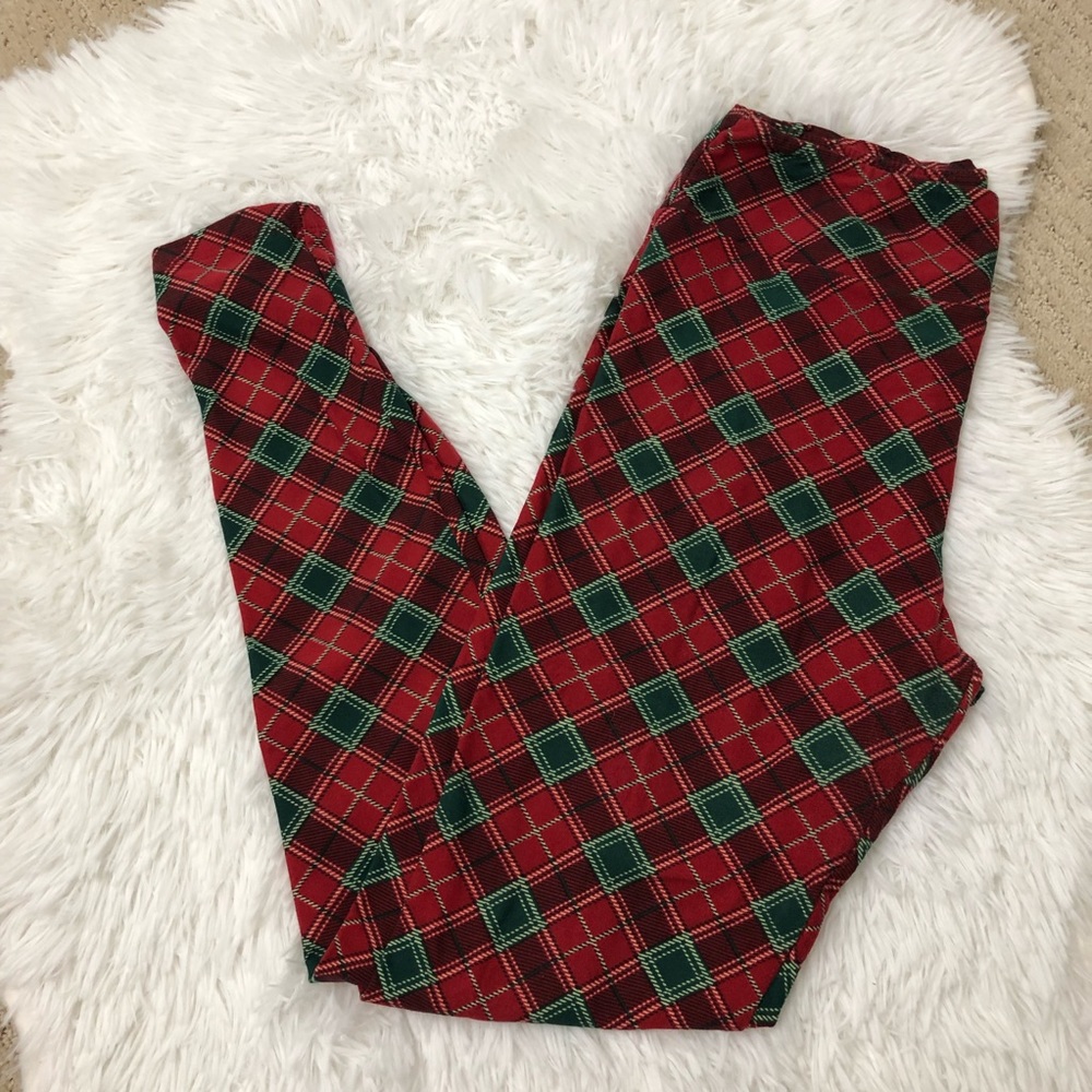 LuLaRoe Plaid leggings OS